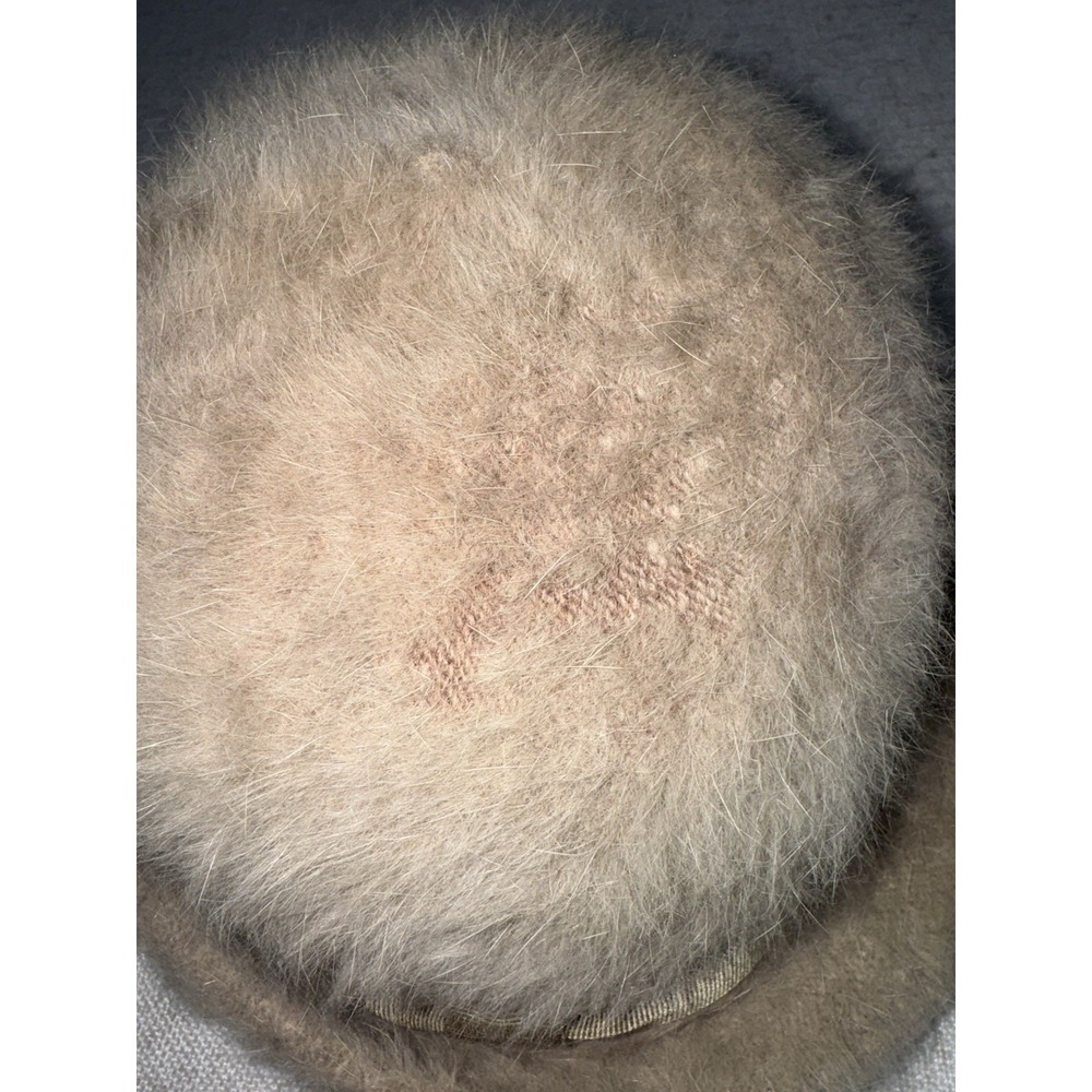 Vintage Betmar Bucket Hat Taupe Angora Fur Blend Fuzzy Soft France - Picture 4 of 7